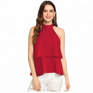 Zara Red Ruffle Sleeveless Halter top